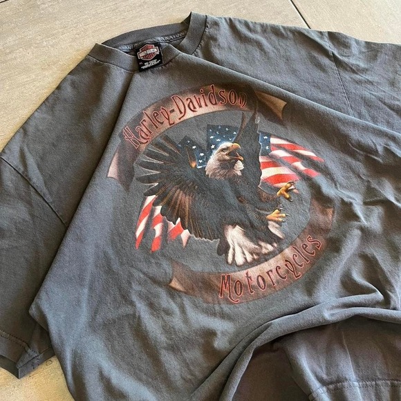 Vintage Harley Davidson grey cotton tee with eagle graphic  #biker #motorcycle - Picture 2 of 7